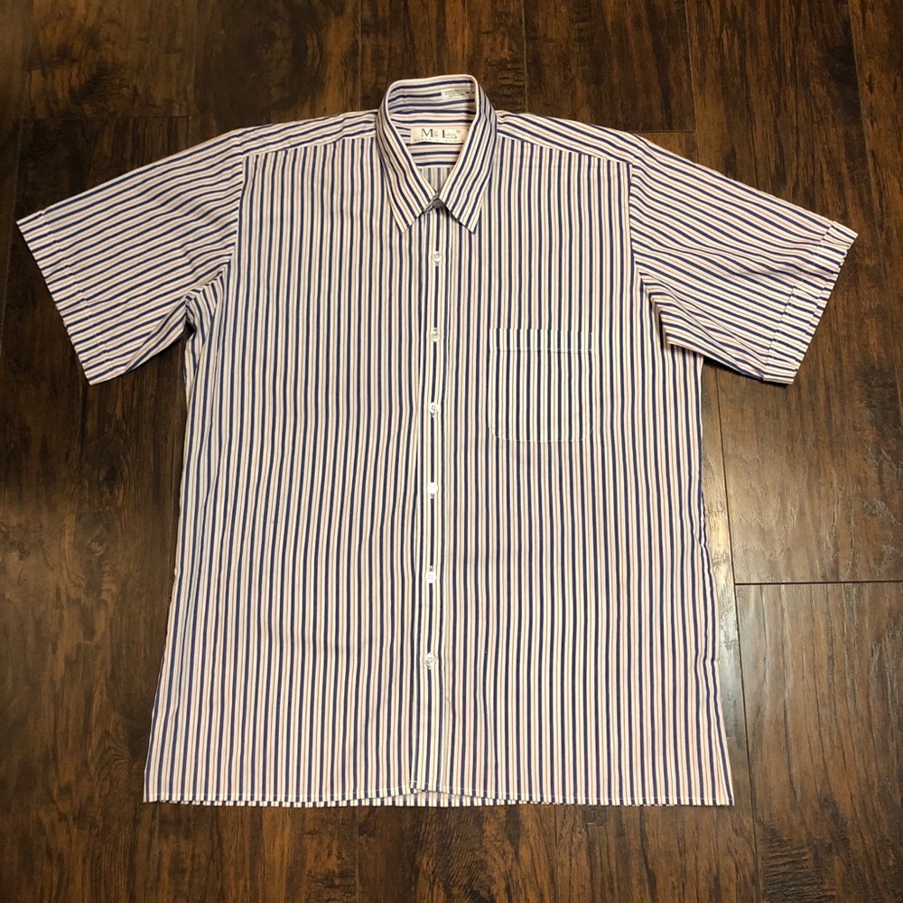 Mario Luigi Blue Red White Striped Button Down 41